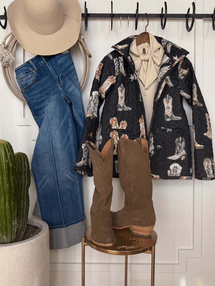 Fort Worth Black Boot Quilted Jacket