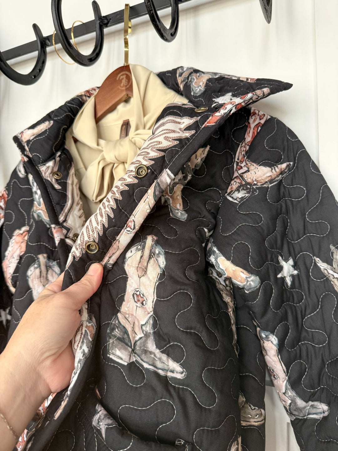 Fort Worth Black Boot Quilted Jacket
