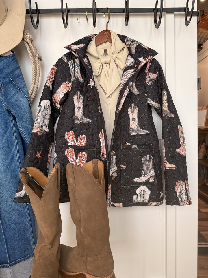 Fort Worth Black Boot Quilted Jacket