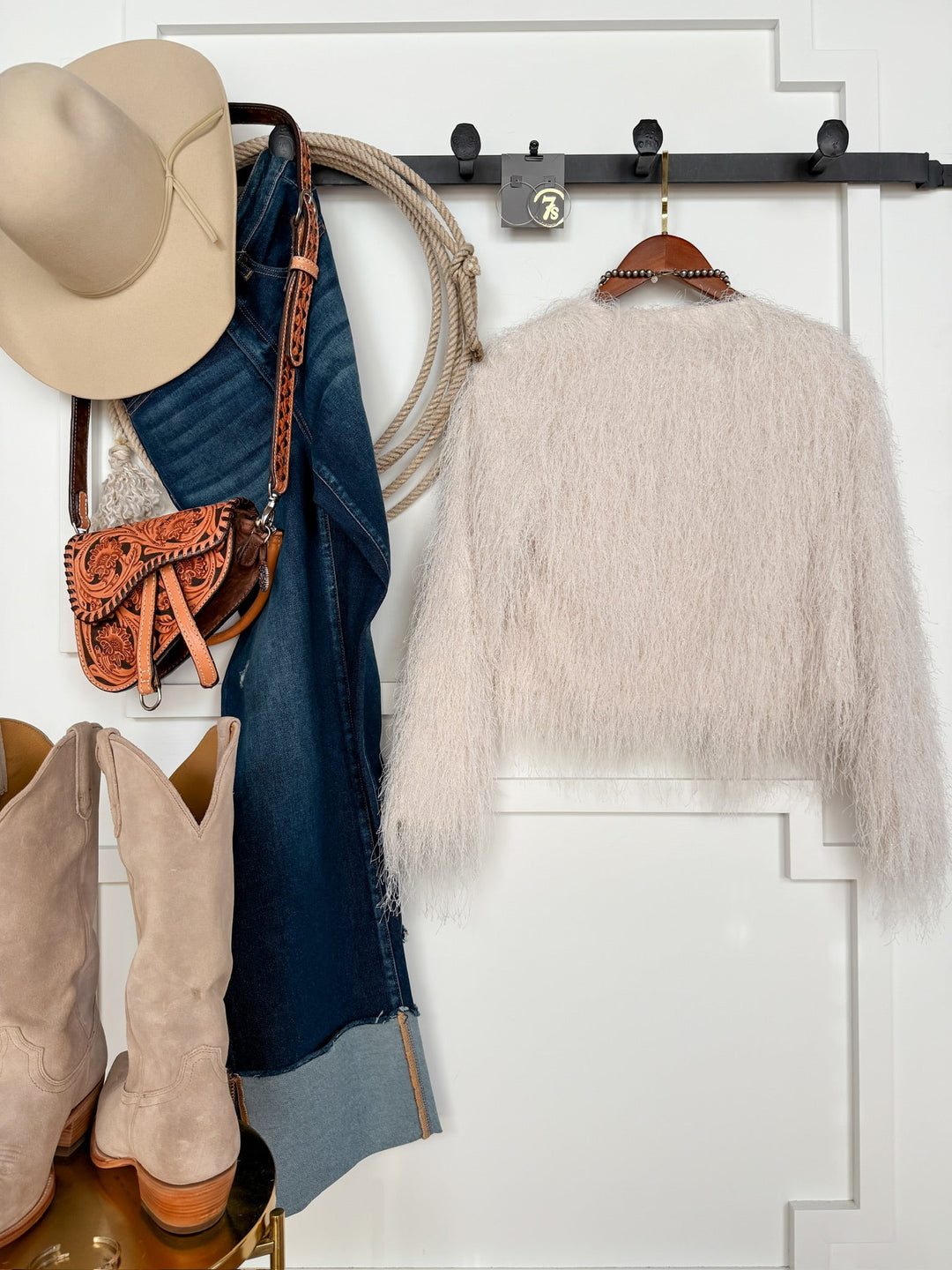 Salida White Faux Fur Jacket