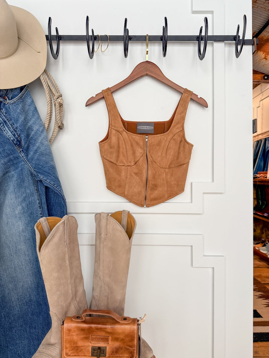 Texhoma Faux Suede Cropped Top