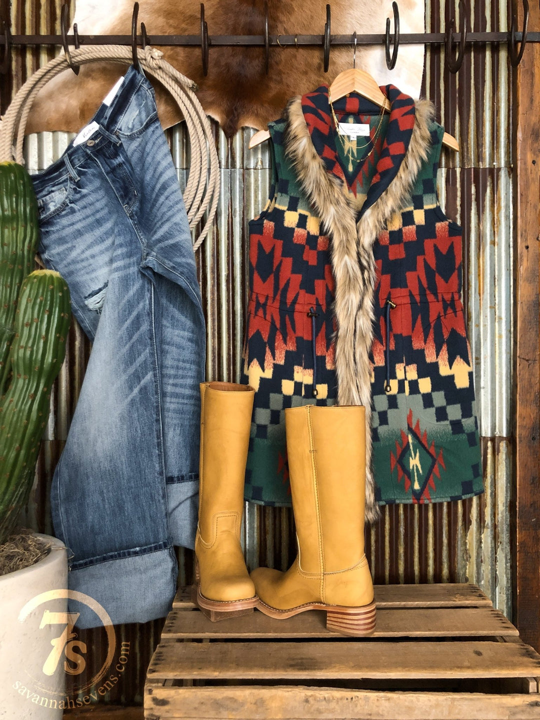 Tusculum Southwest Fleece Longline Vest