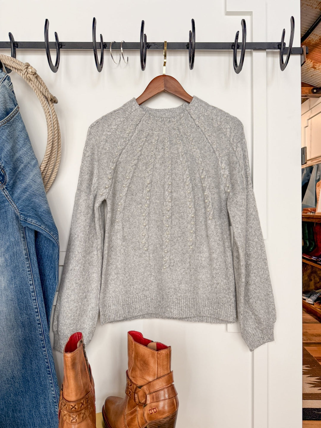 Tindall Grey Pearl Knit Top