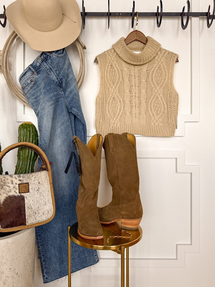 Tiverton Natural Cowl Neck Sweater Vest
