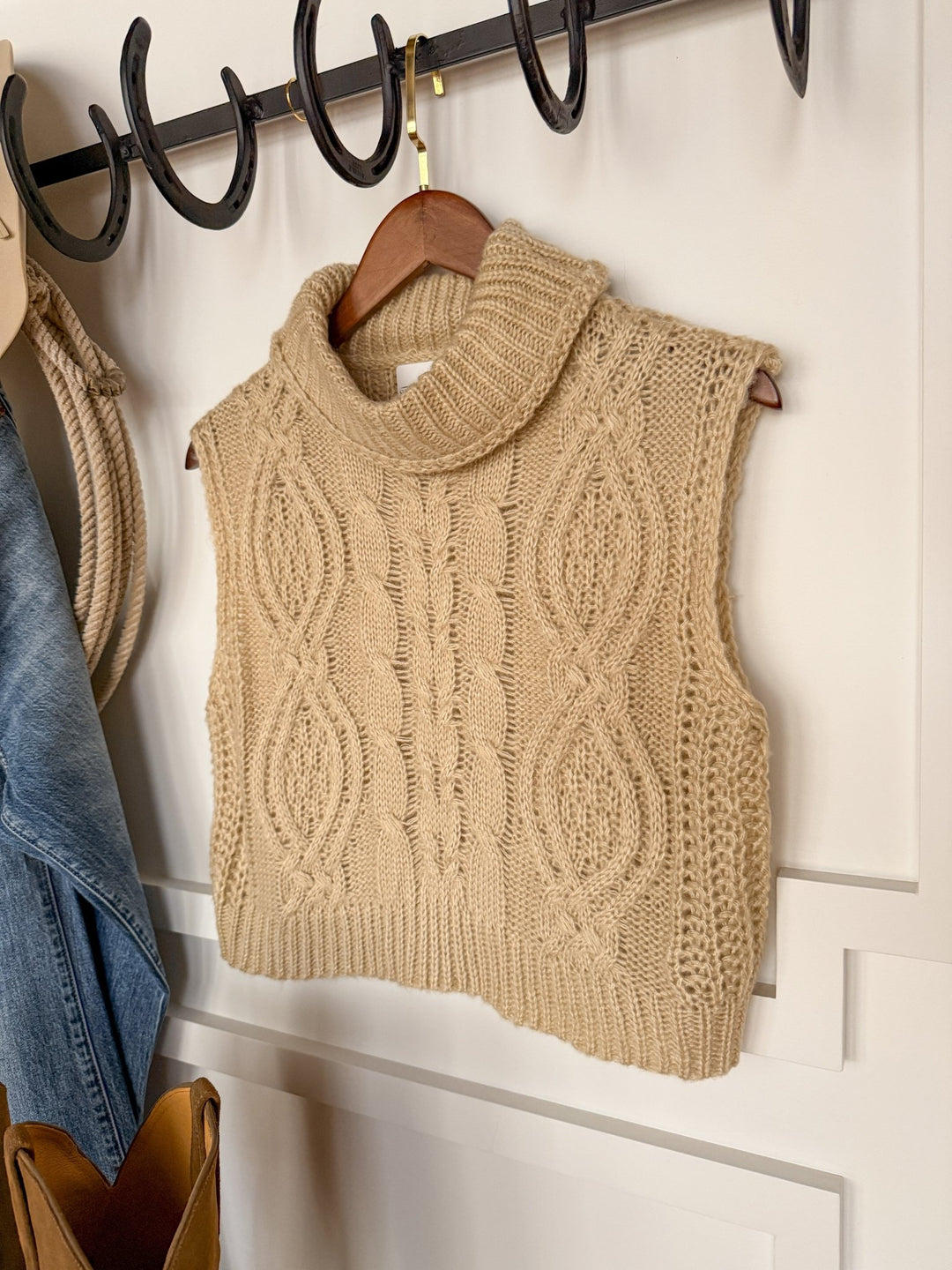 Tiverton Natural Cowl Neck Sweater Vest