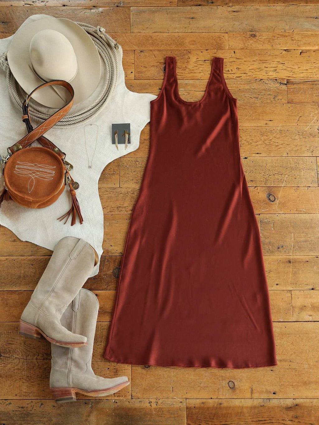 Tolono Brick Satin Dress