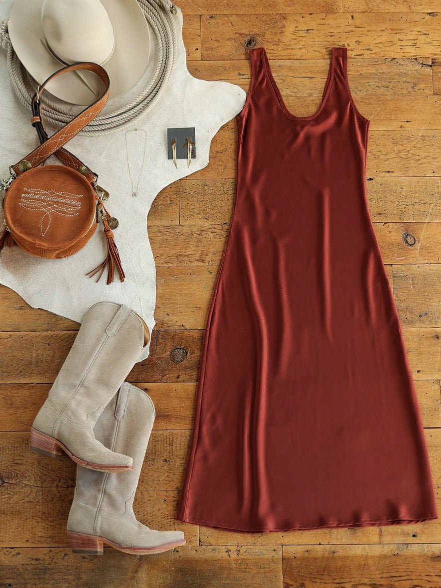 Tolono Brick Satin Dress