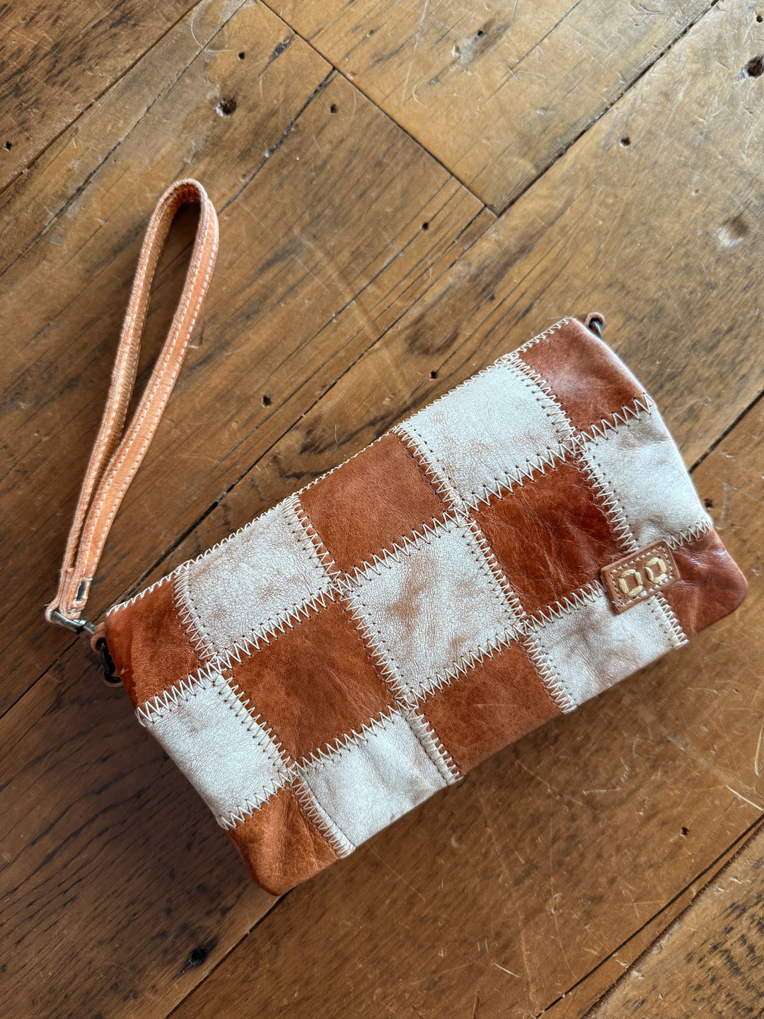Toluca Checkered Leather Wristlet