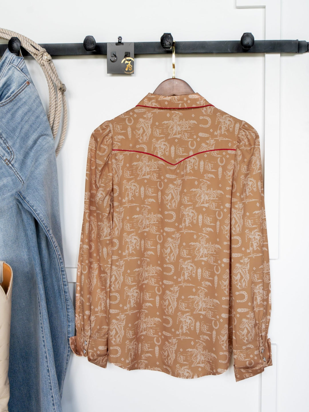 Tonopah Tan Western Graphic Pearl Snap Top