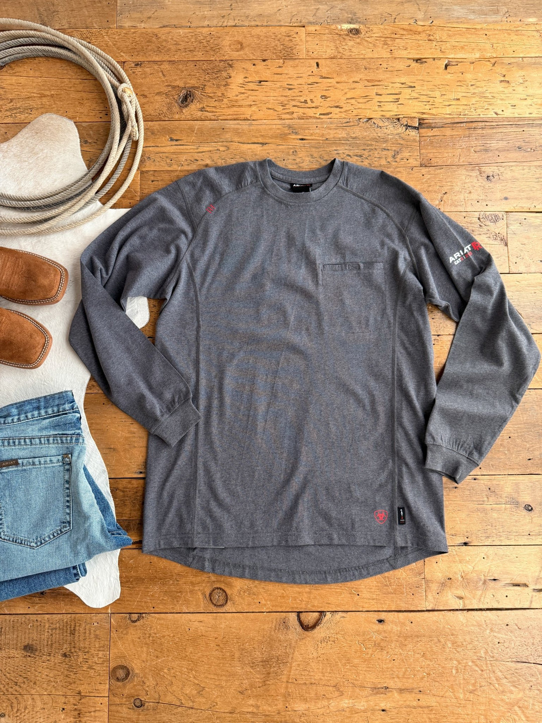 True Grit Ariat Men's Charcoal Top