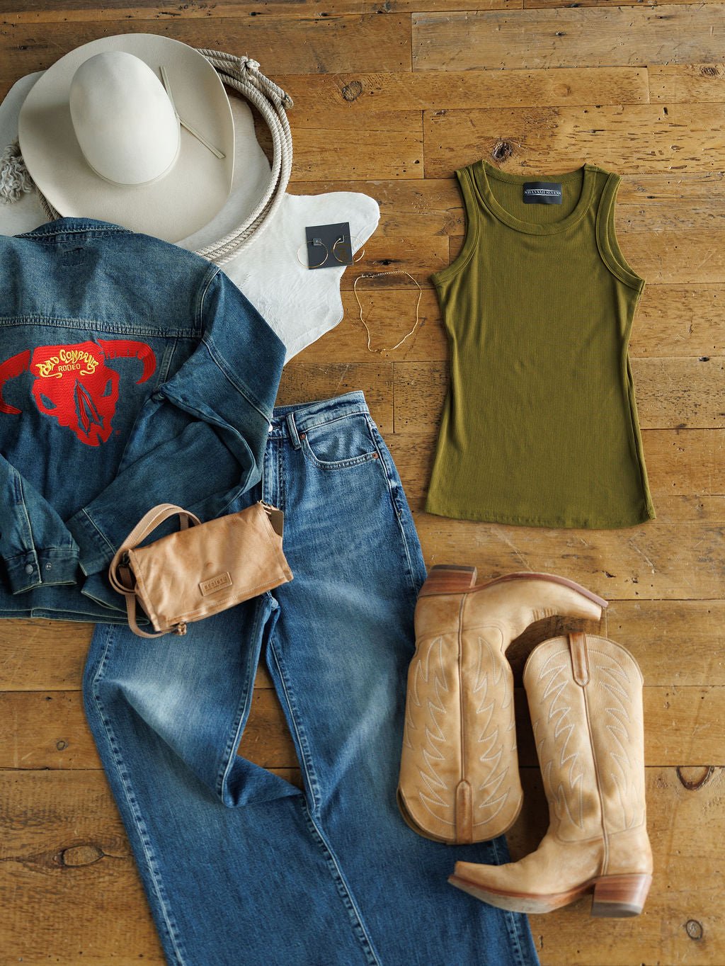 Utica Olive Ribbed Basic Tank