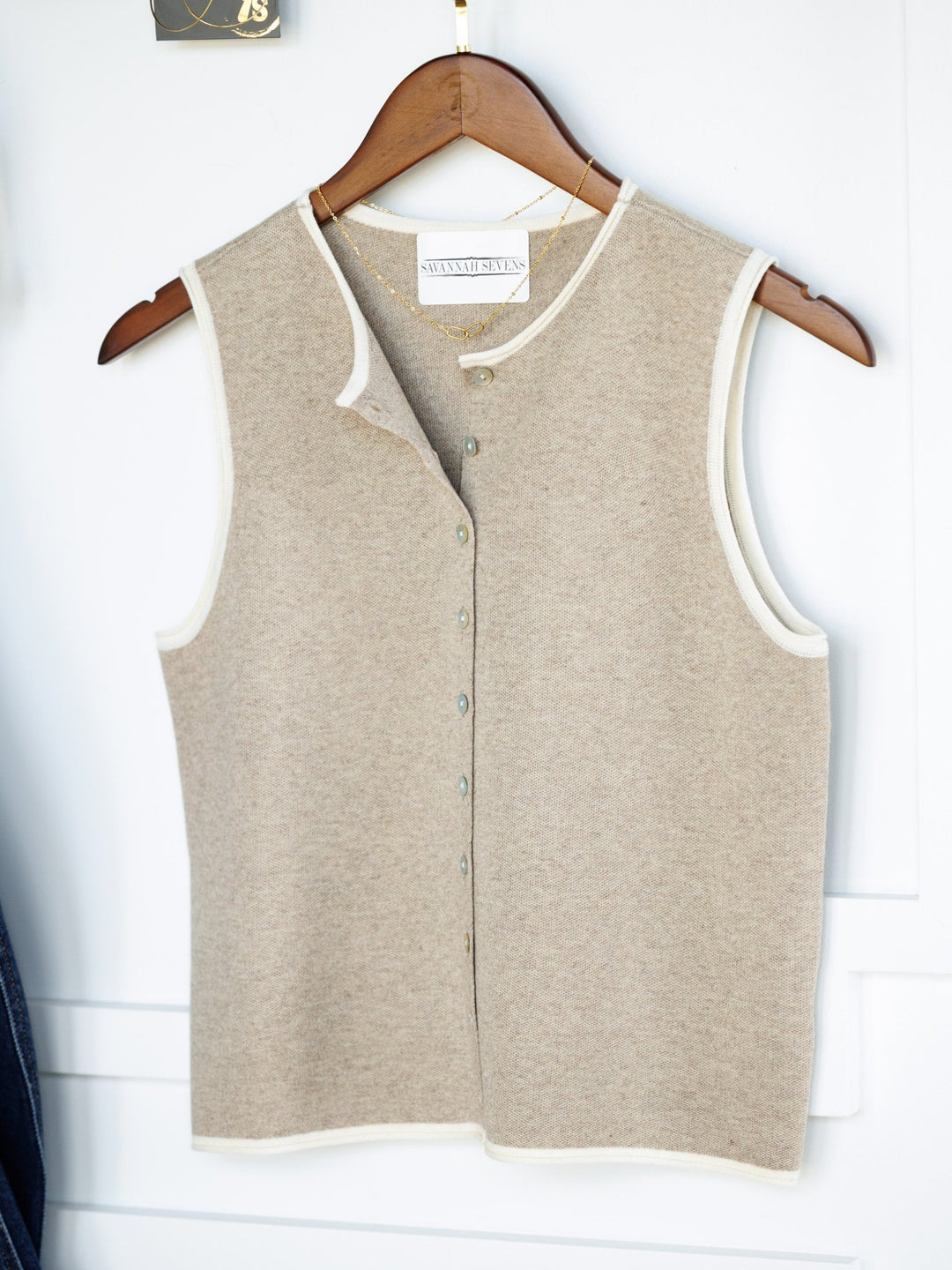Wapella Oatmeal Knit Sleeveless Top