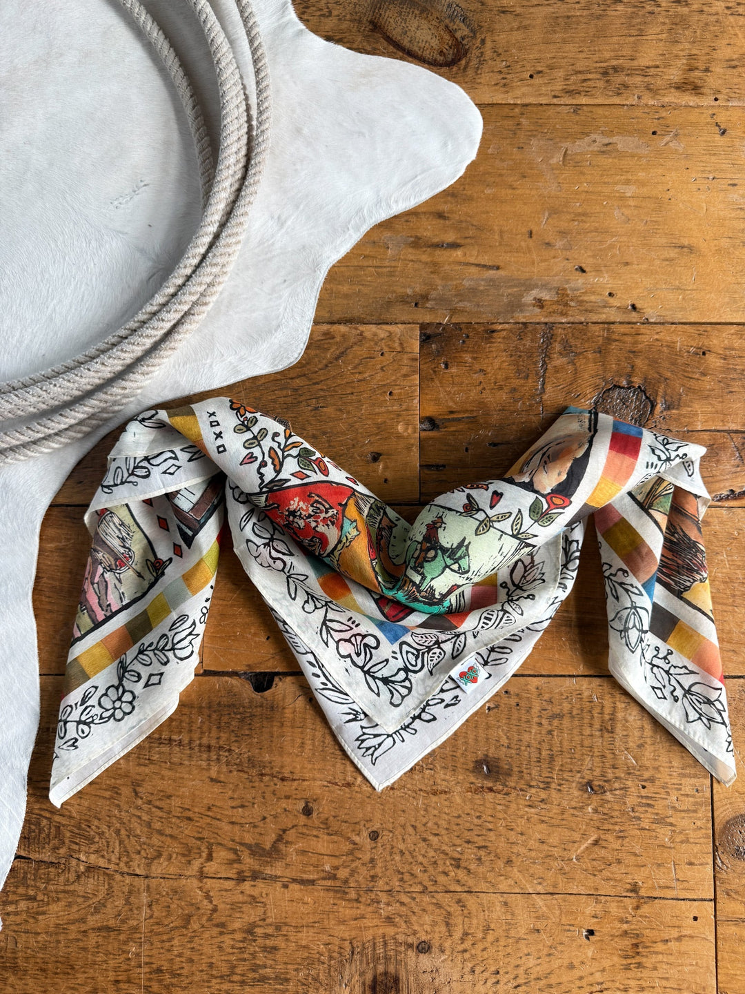 Western Folk Art Cotton Blend Neck Scarf