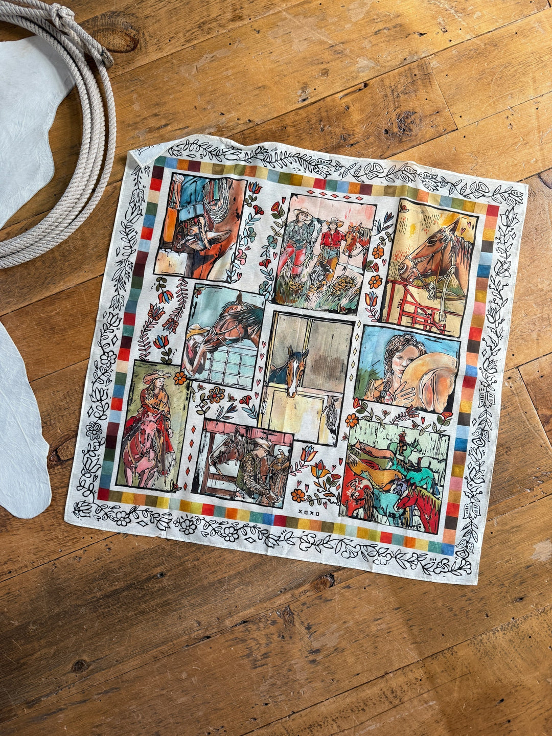 Western Folk Art Cotton Blend Neck Scarf