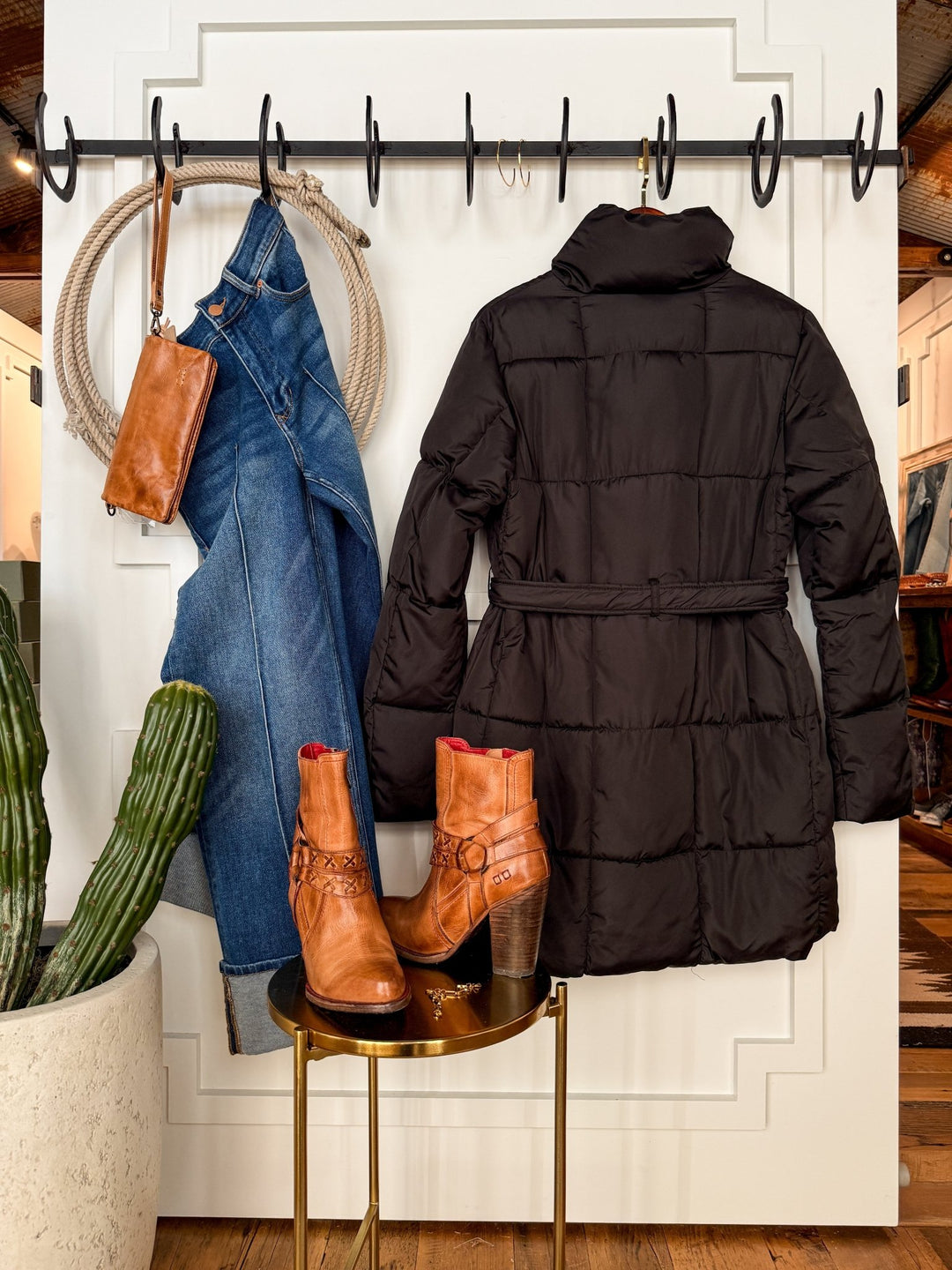 Winneta Black Longline Puffer Coat
