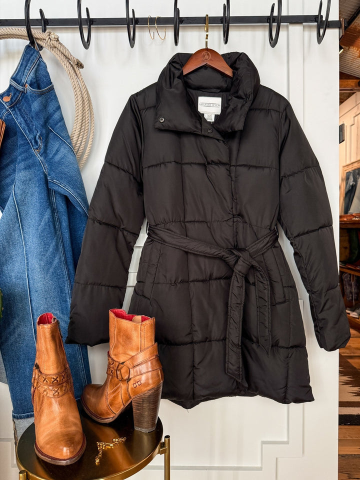 Winneta Black Longline Puffer Coat