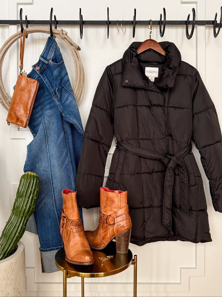 Winneta Black Longline Puffer Coat