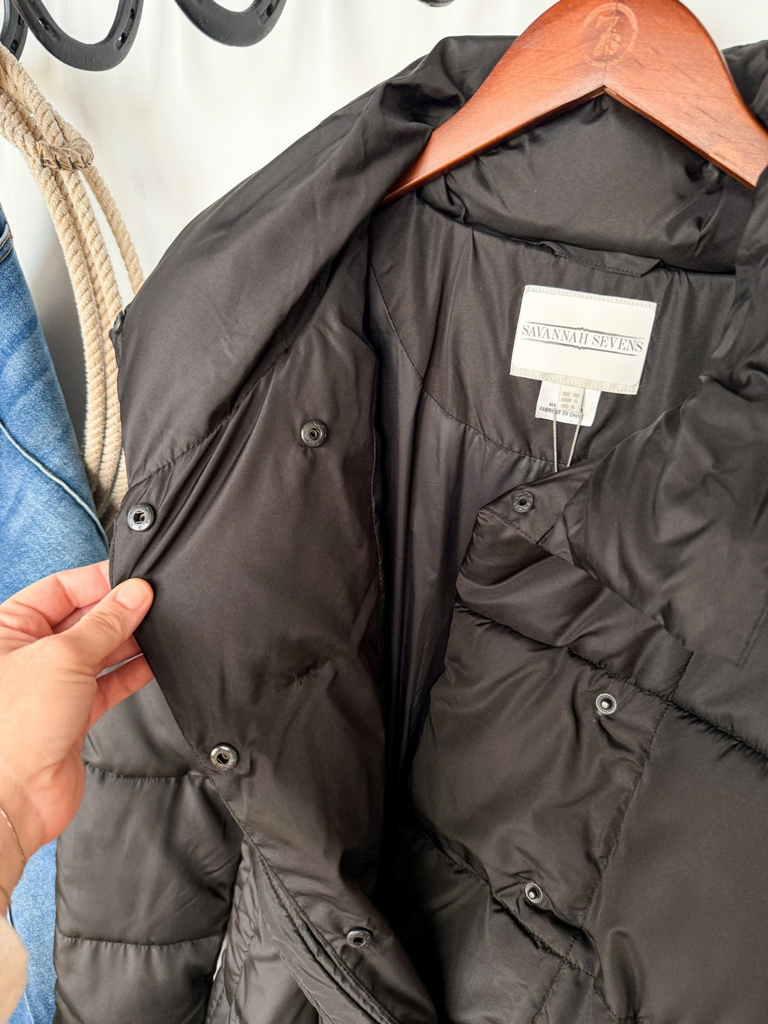 Winneta Black Longline Puffer Coat