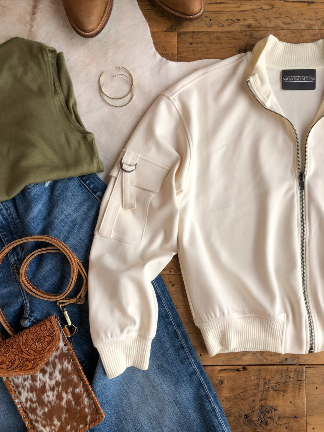 Wishek Cream Cargo Jacket
