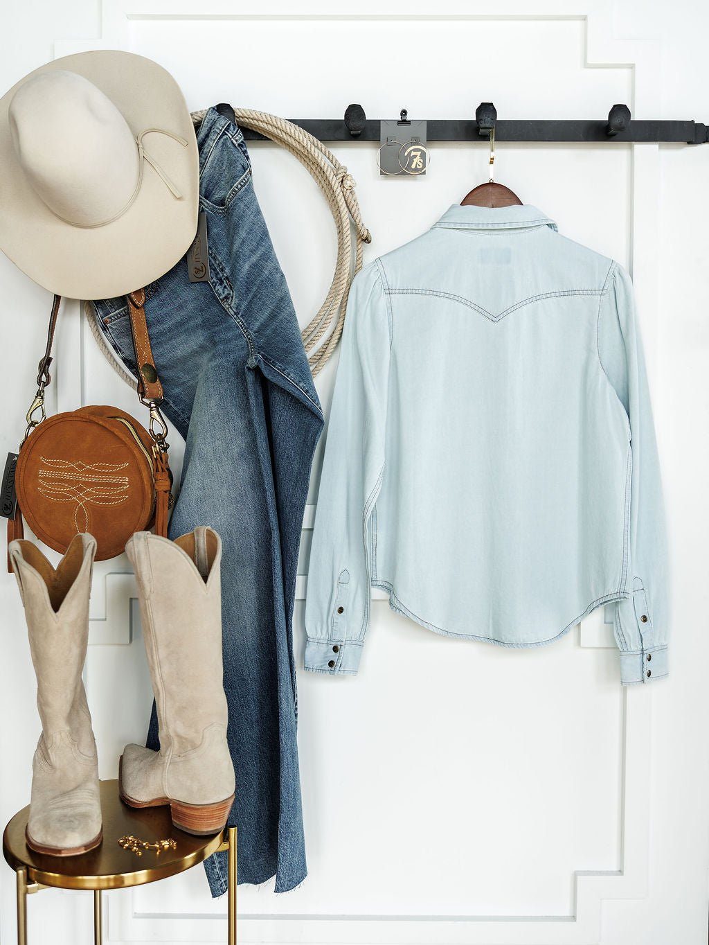 Yoakum Kimes Denim Button Up Top
