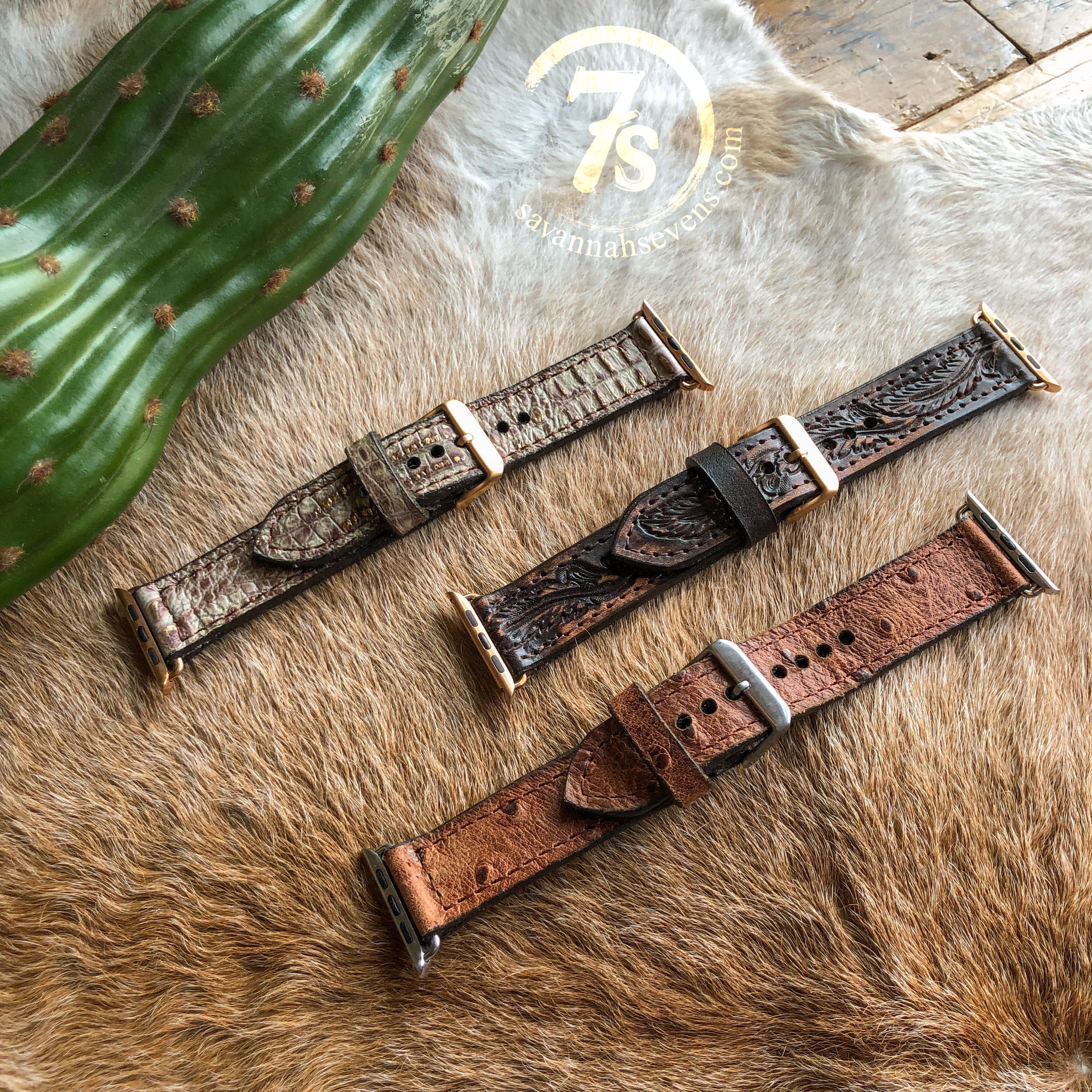 Hand tooled leather apple hotsell watch band