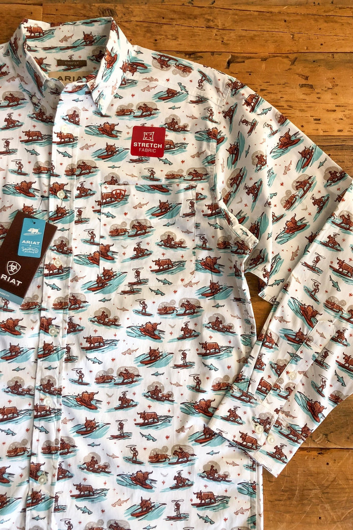 Aloha Ariat Mens Longhorn Button Up