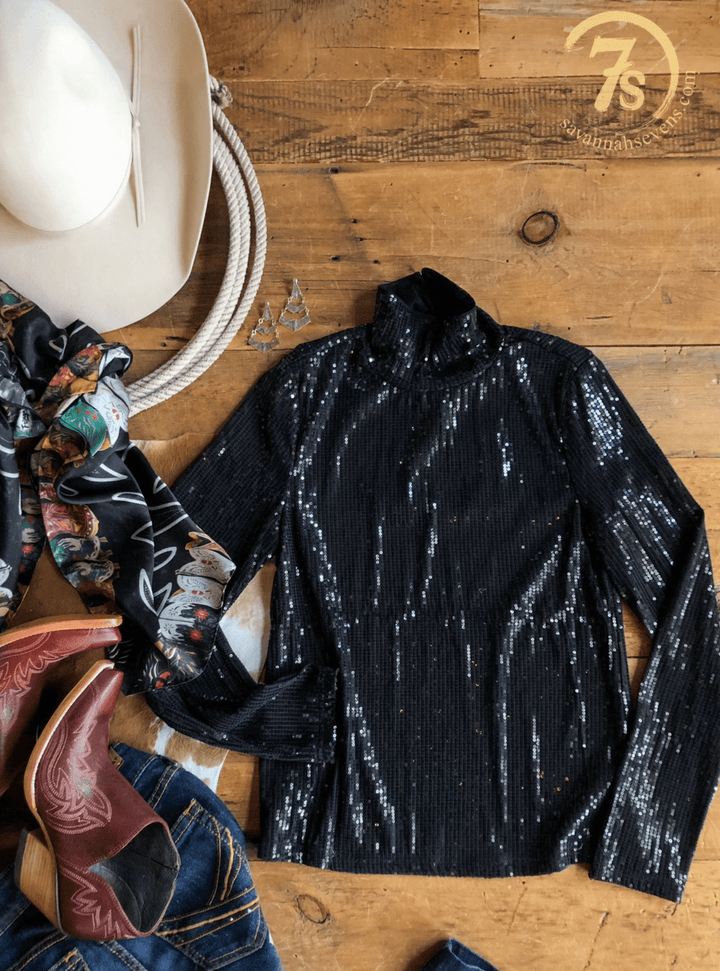 Anson Black Sequin Top