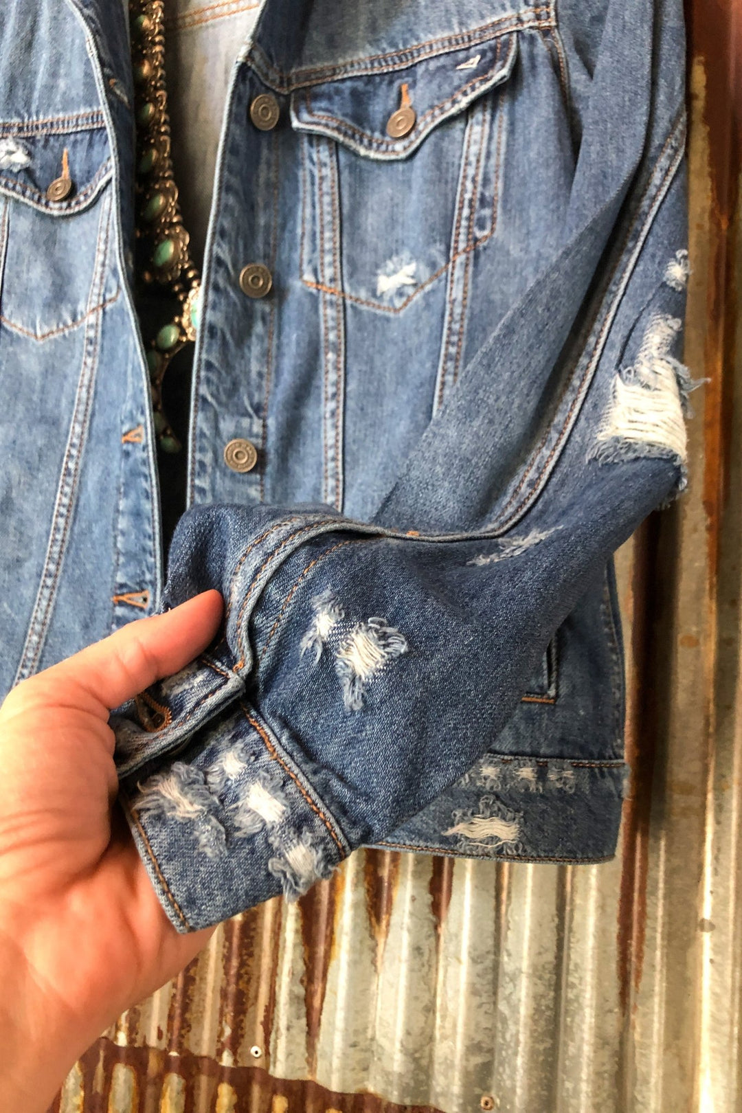 Arkoma Distressed Denim Jacket