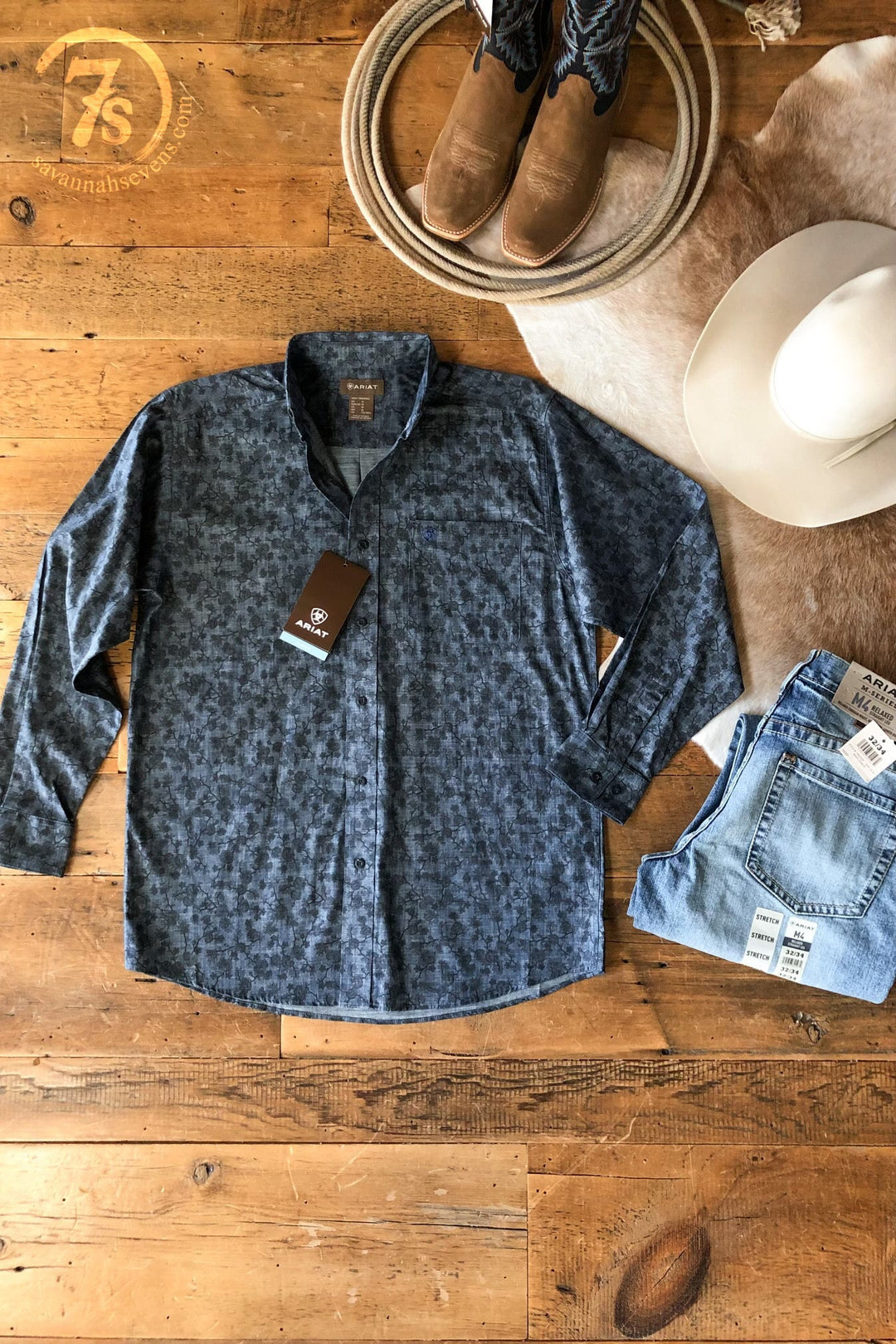 McEwen Ariat Men's Floral Pattern Button Up